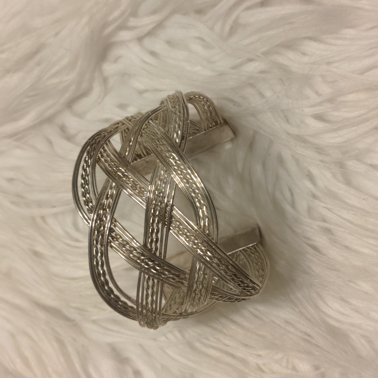 Silver Tone Braded Wired Bracelet